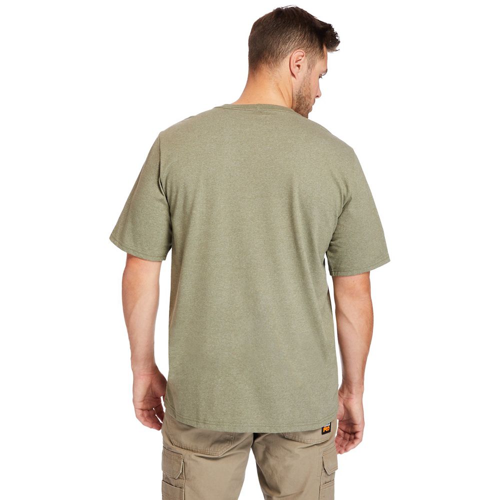 Timberland Mens T-Shirts PRO® Big & Tall Base Plate Short-Sleeve - Olive - India WC9853041